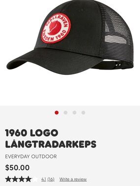 Fjallraven Black Mesh Trucker Cap with Red Logo Patch